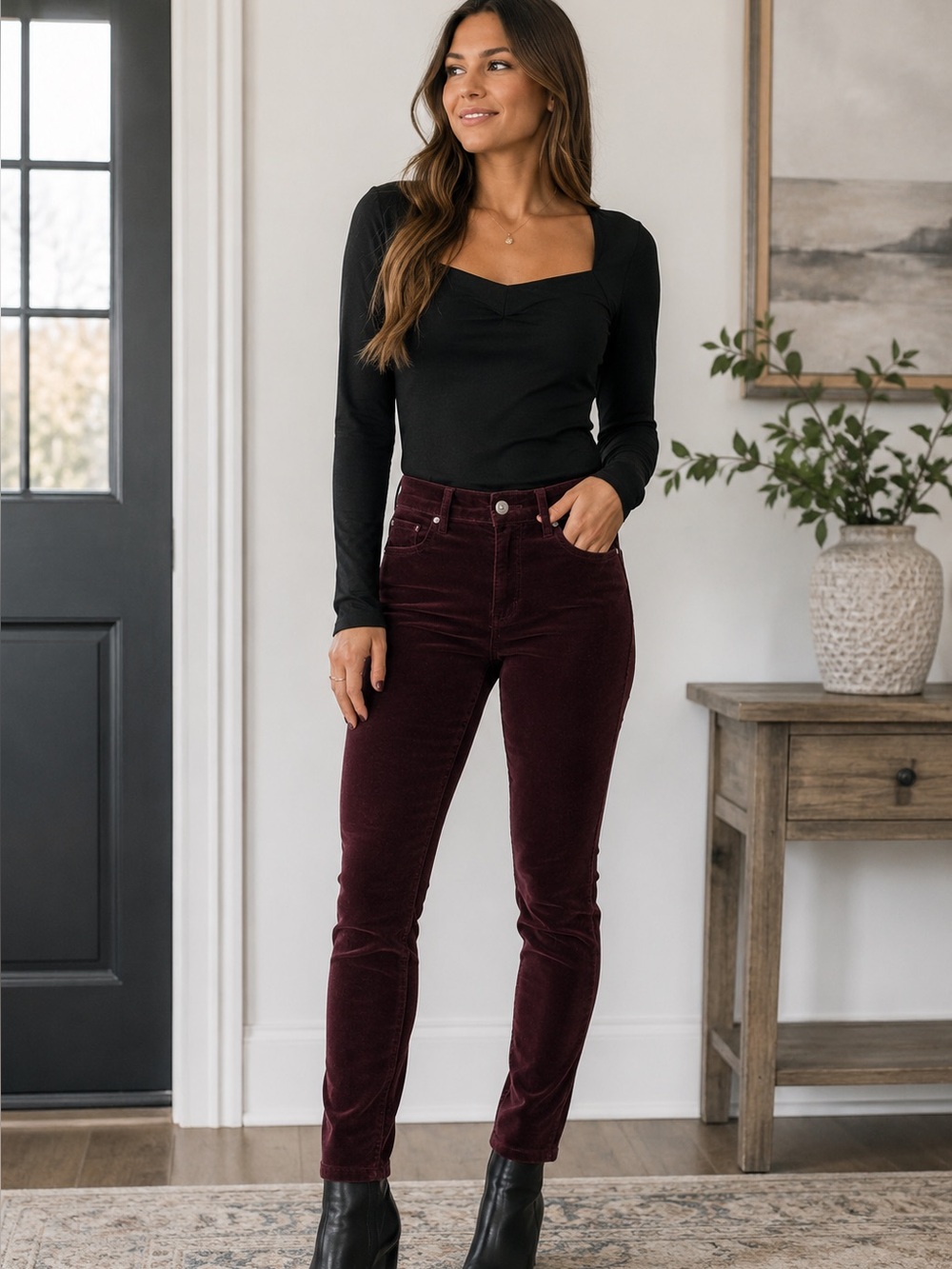 Gap 1969 Women’s 27R Burgundy Corduroy Skinny Legging Jeans Stretch